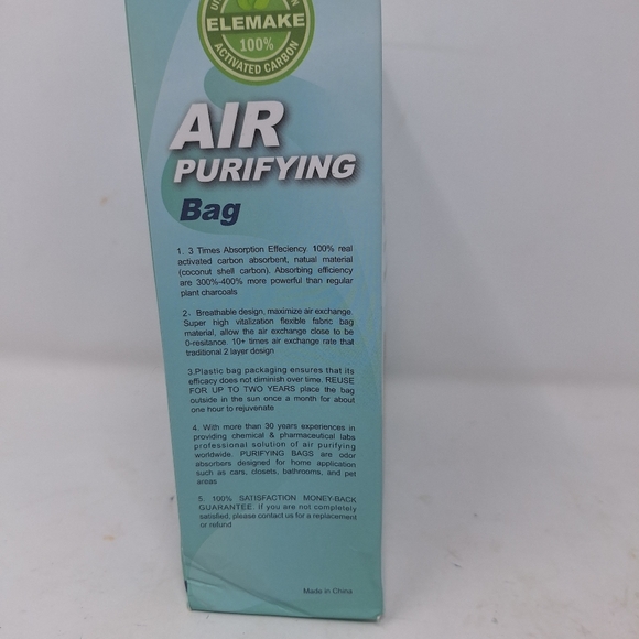 Elemake Air Purifying Bag Coconut Shell Activated Carbon Reusable Odor Relief - Picture 3 of 9